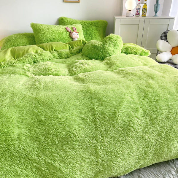 Grinch Green Fluffy Bedding Set